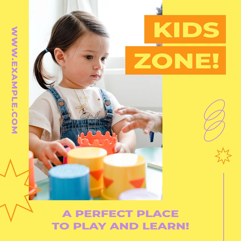 Kids zone  Instagram post template, editable text