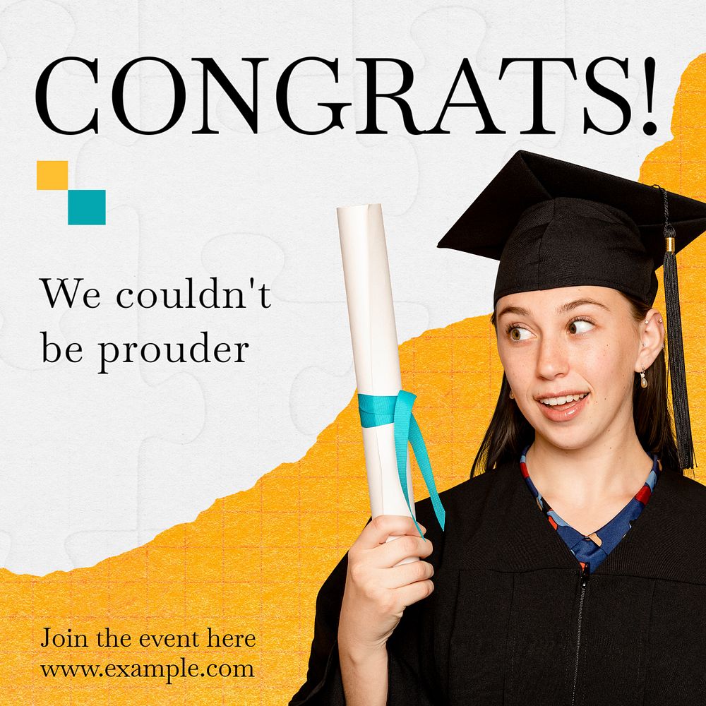 Graduation Instagram post template, editable text