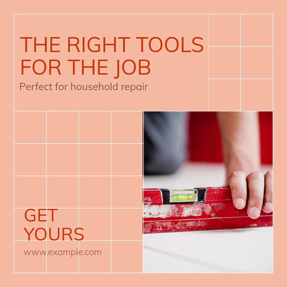 Household tools  Instagram post template, editable text