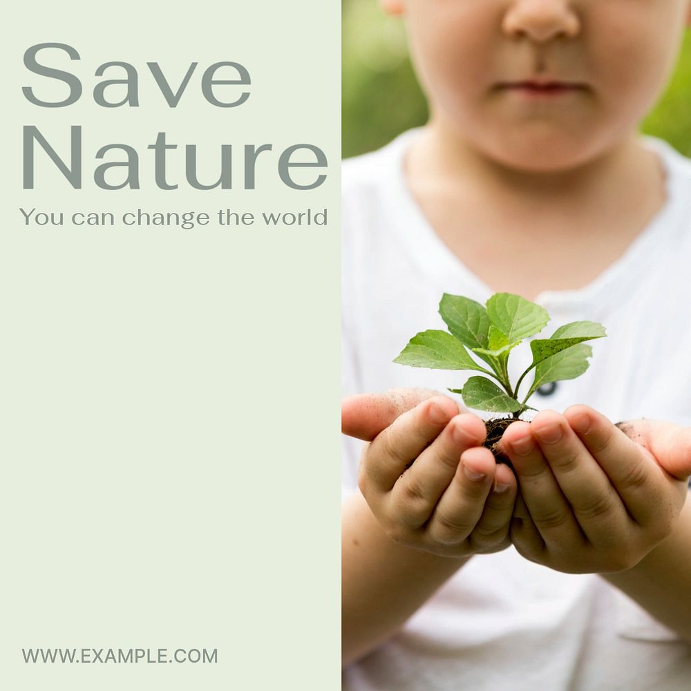 Save nature  Instagram post template, editable text