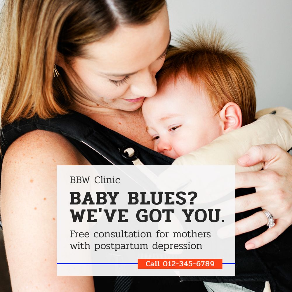 Baby blues Instagram post template, editable text