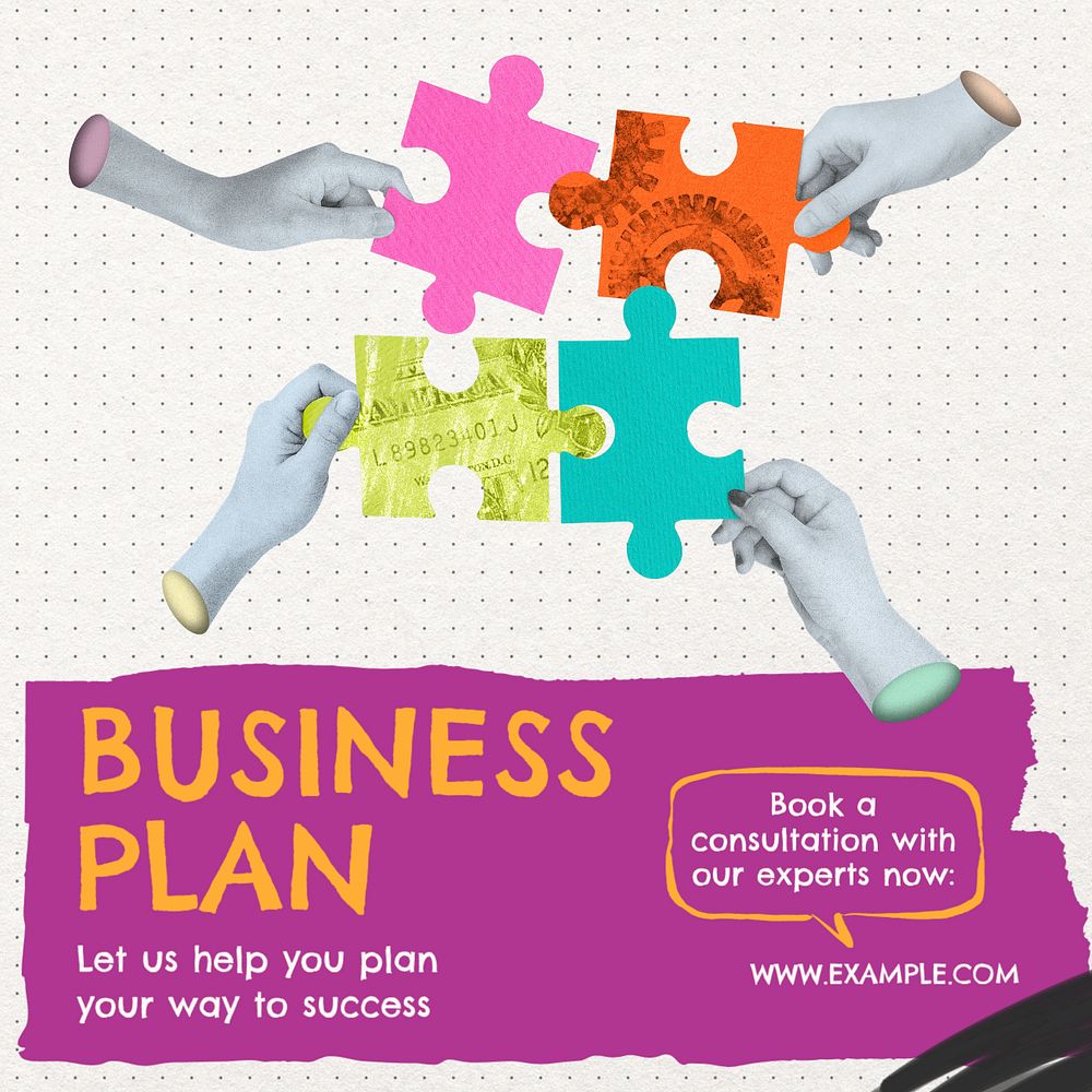 Business plan Instagram post template, editable text