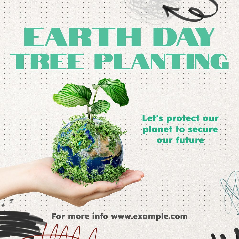 Earth day & tree Instagram post template, editable text