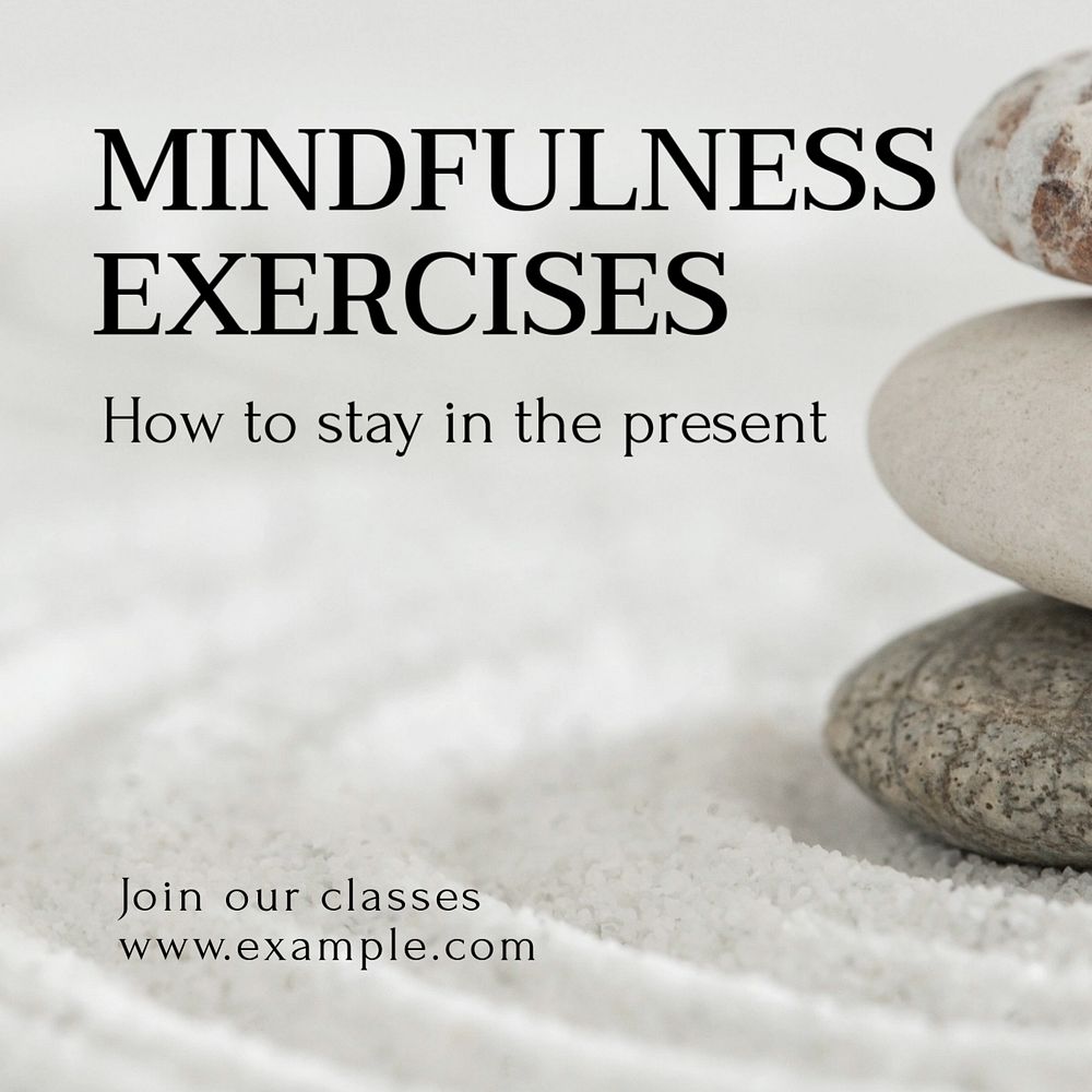 Mindfulness exercises Instagram post template, editable text