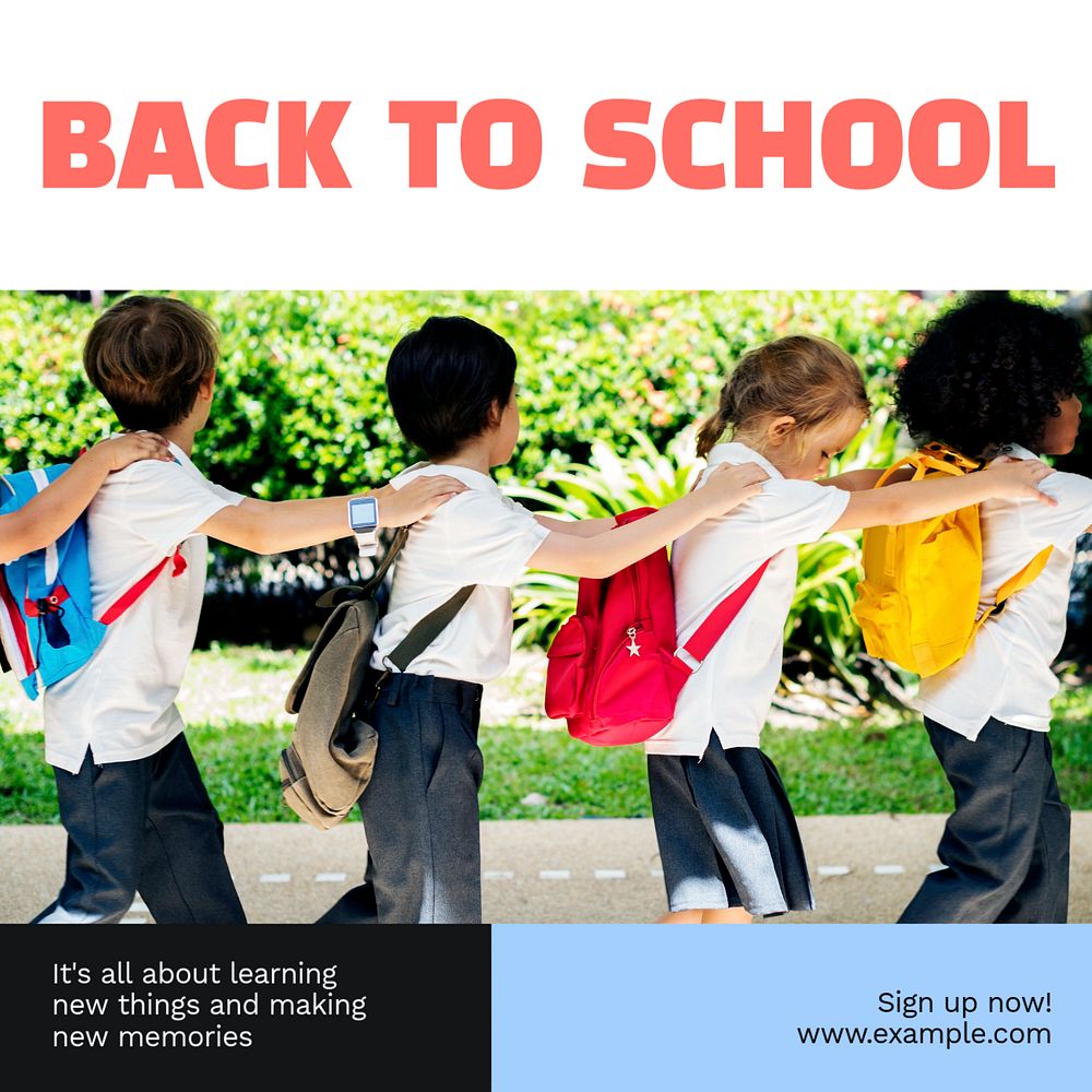 Back to school Instagram post template, editable text