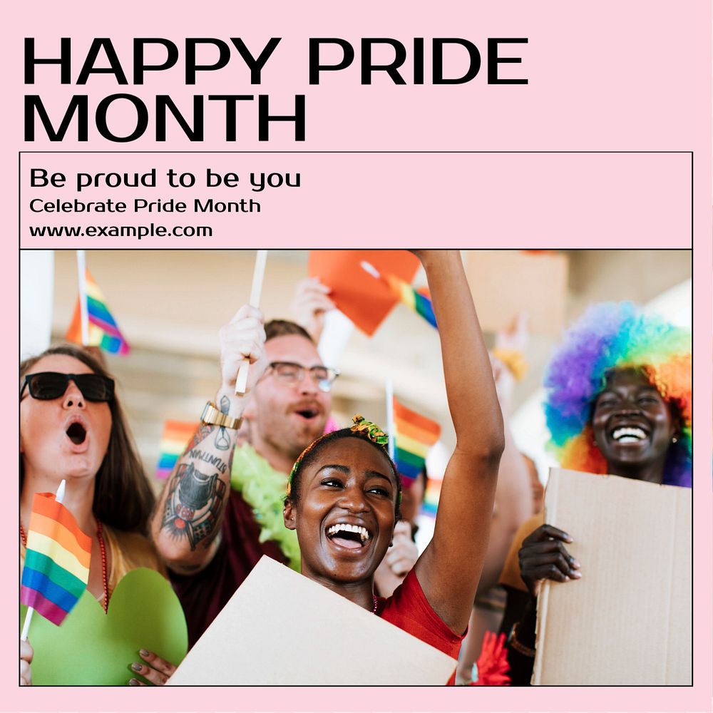 Happy pride month Instagram post template, editable text