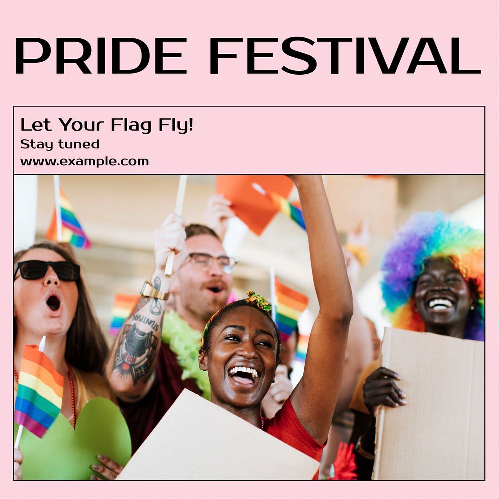 Pride festival Instagram post template, editable text