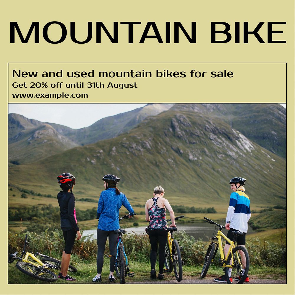 Mountain bike Instagram post template, editable text