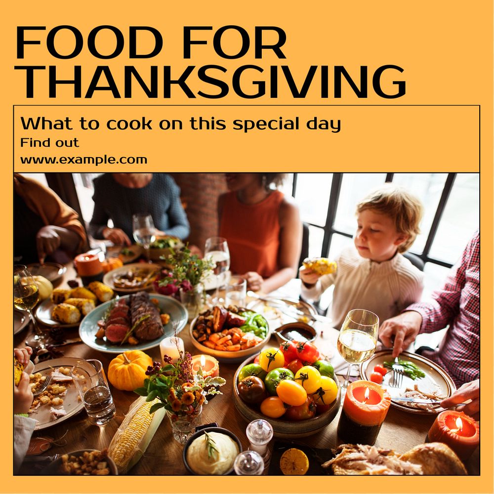 Thanksgiving food Instagram post template, editable text