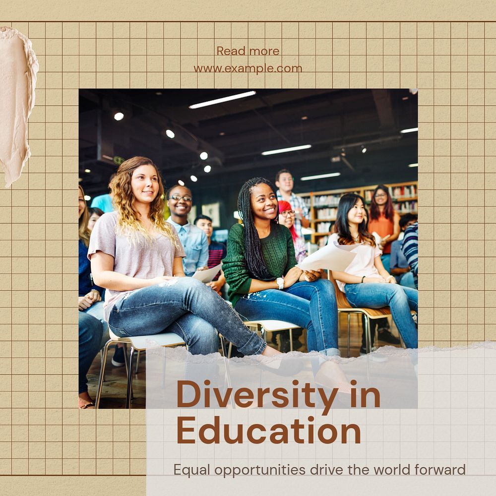 Education & diversity Instagram post template, editable text