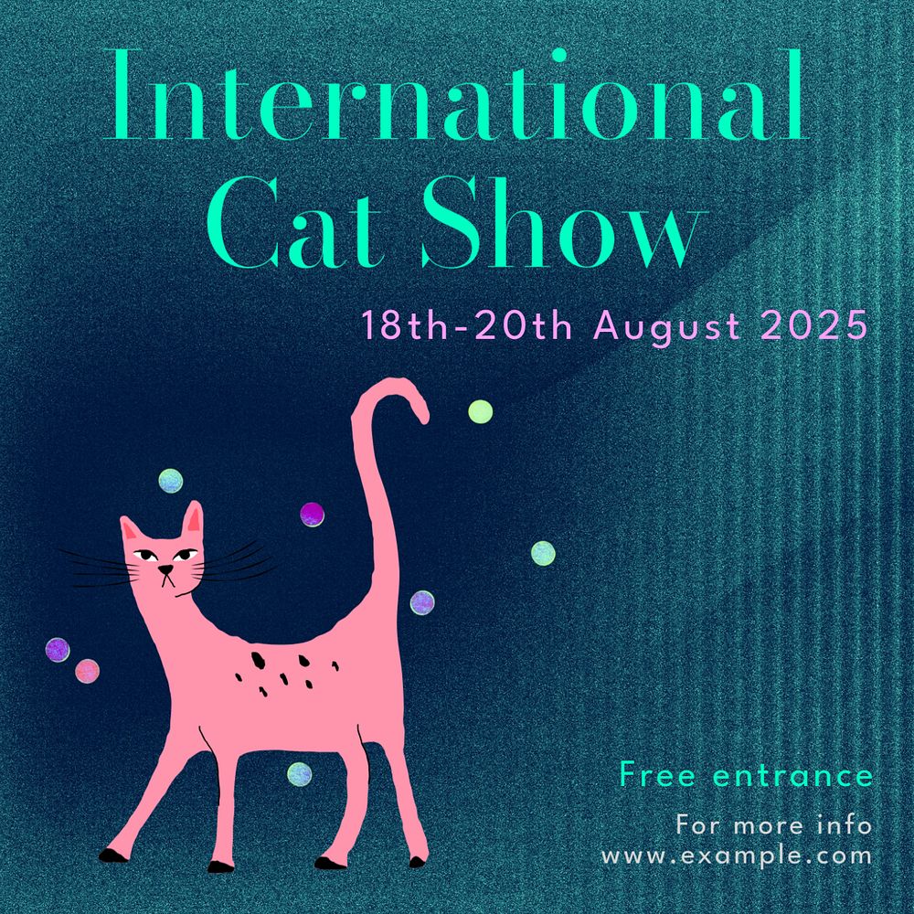 International cat show Instagram post template, editable text