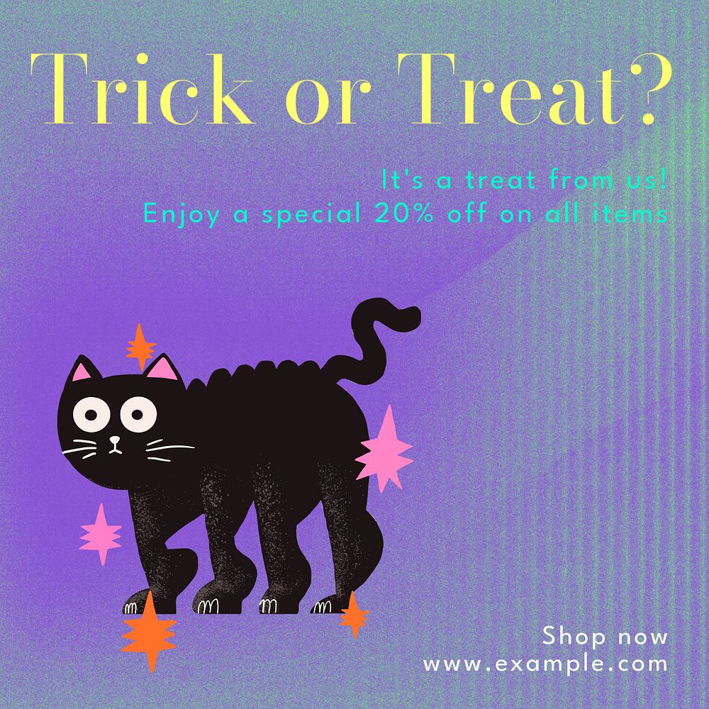 Trick or treat Instagram post template, editable text