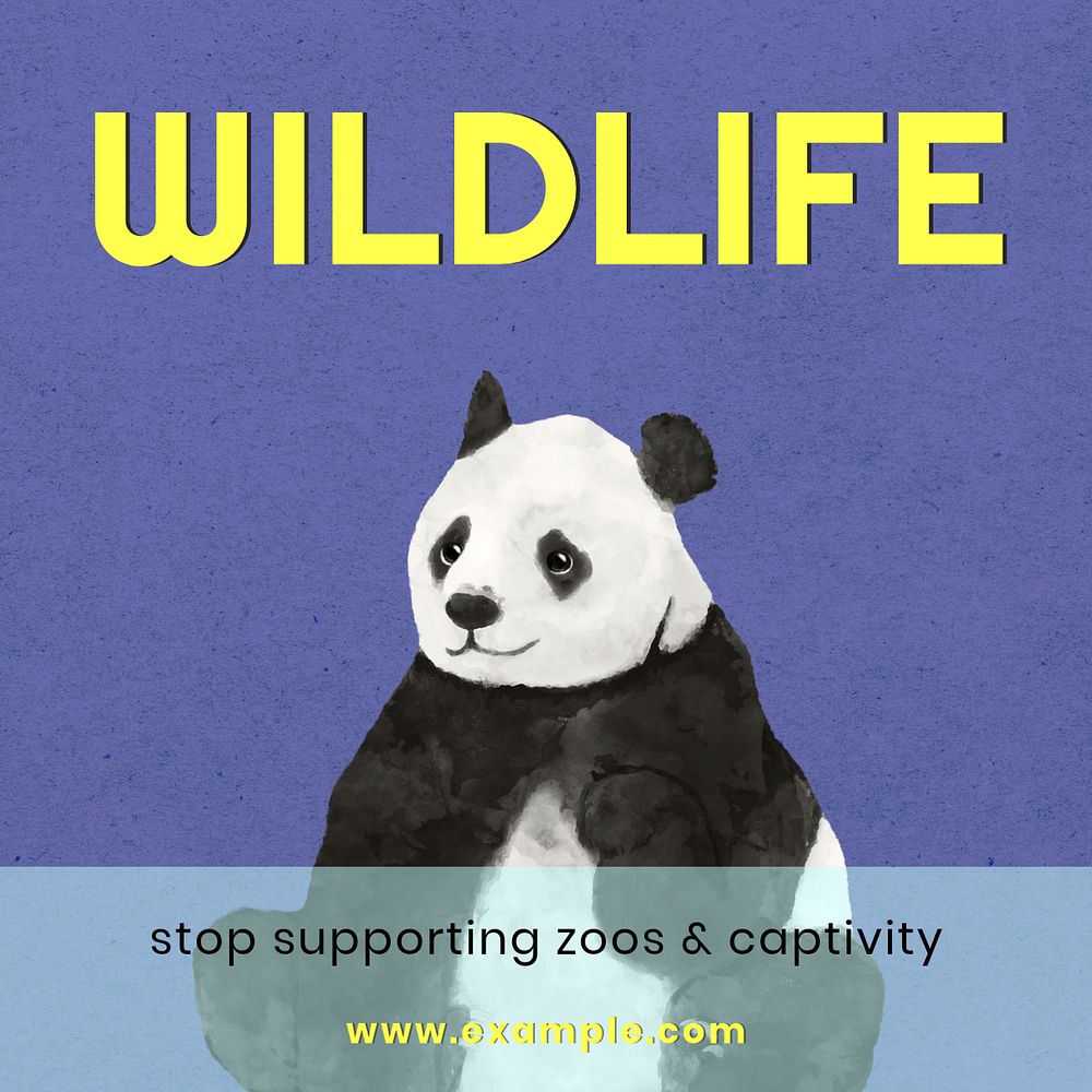 Stop wildlife captivity Instagram post template, editable text