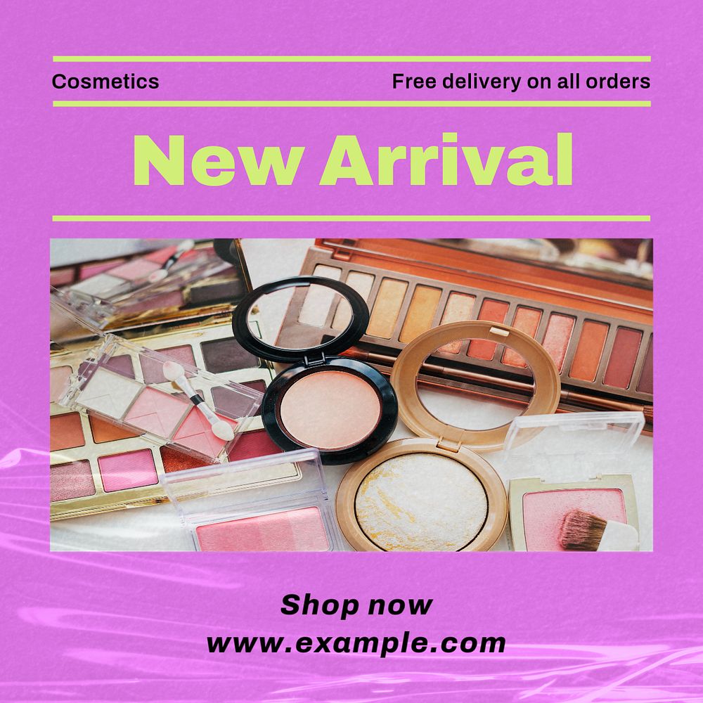 New arrival cosmetics  Instagram post template, editable text