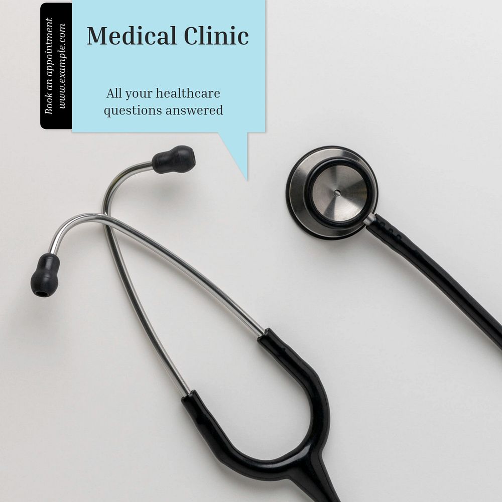 Medical clinic Instagram post template, editable text