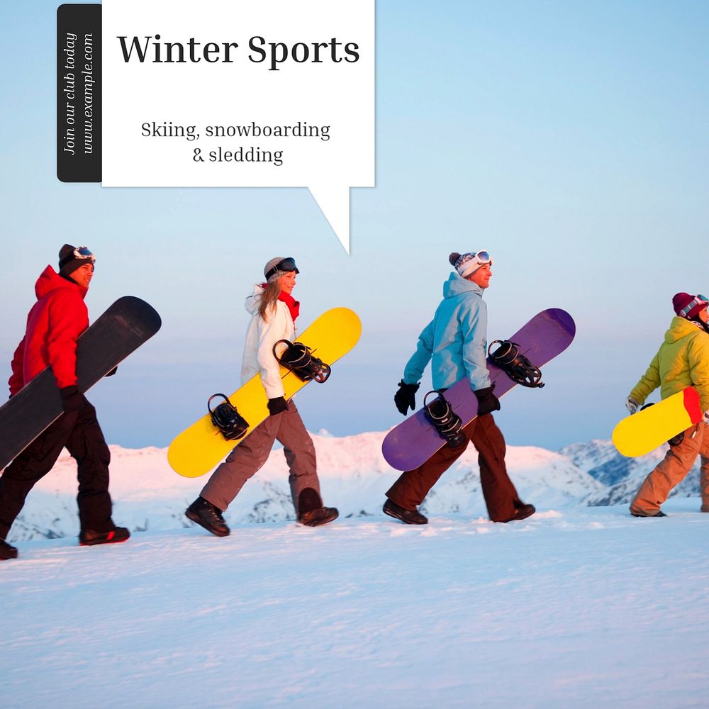 Winter sports Instagram post template, editable text