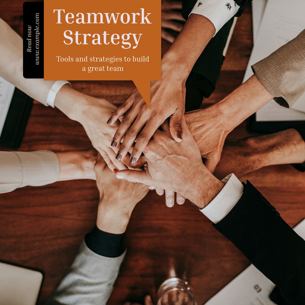 Teamwork strategy Instagram post template, editable text