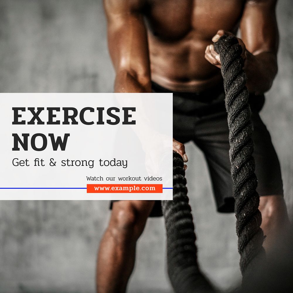 Exercise now Instagram post template, editable text