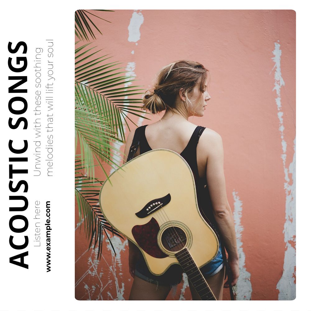 Acoustic songs Instagram post template, editable text