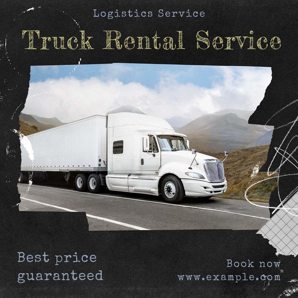 Truck rental service Instagram post template, editable text