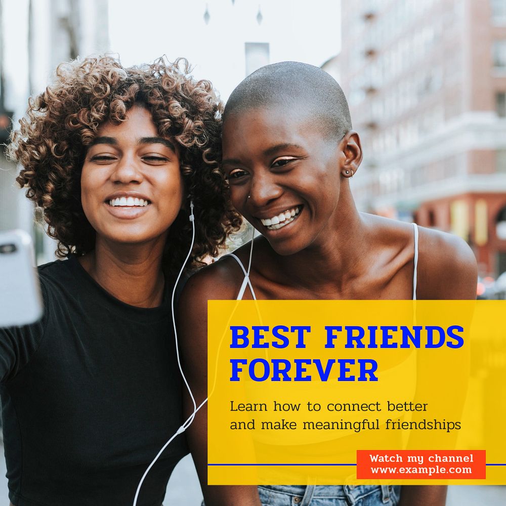 Best friends forever Instagram post template, editable text