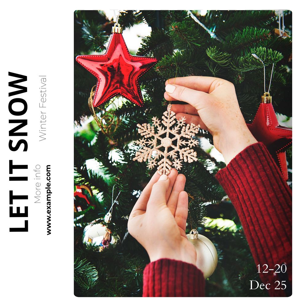 Winter snow festival Instagram post template, editable text