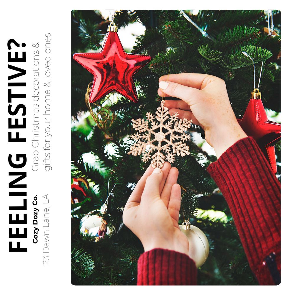 Christmas shopping Instagram post template, editable text