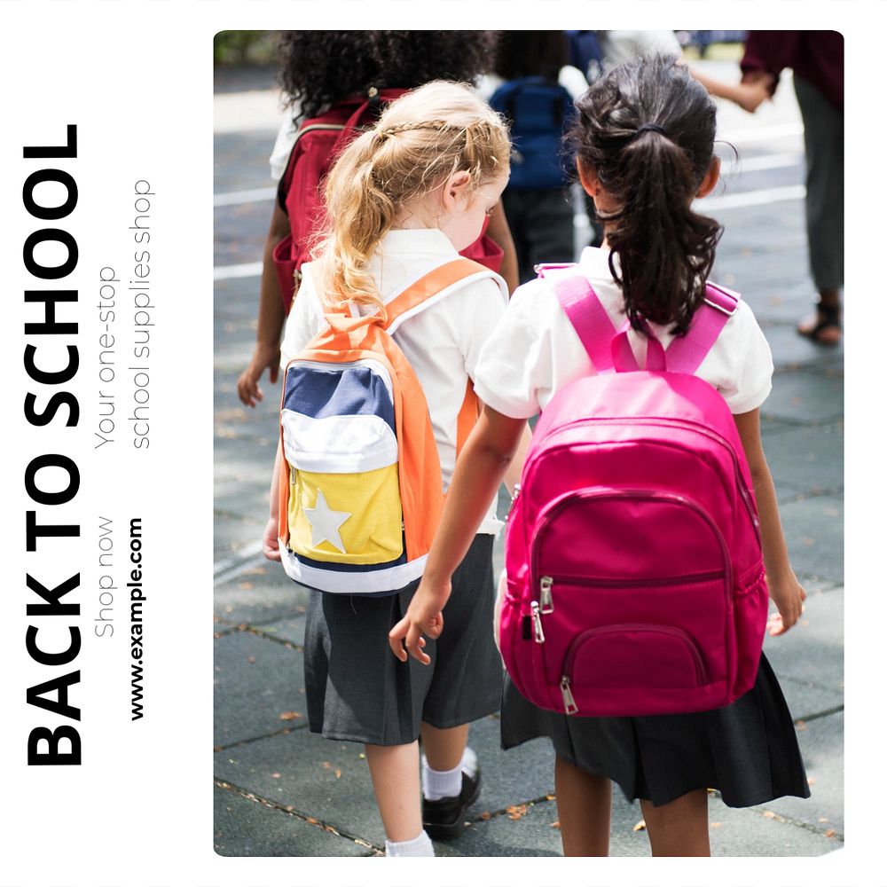 Back to school Instagram post template, editable text