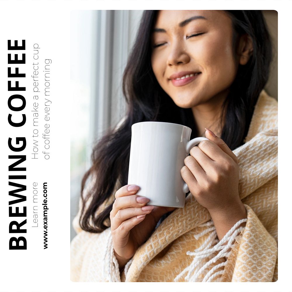 Brewing coffee Instagram post template, editable text