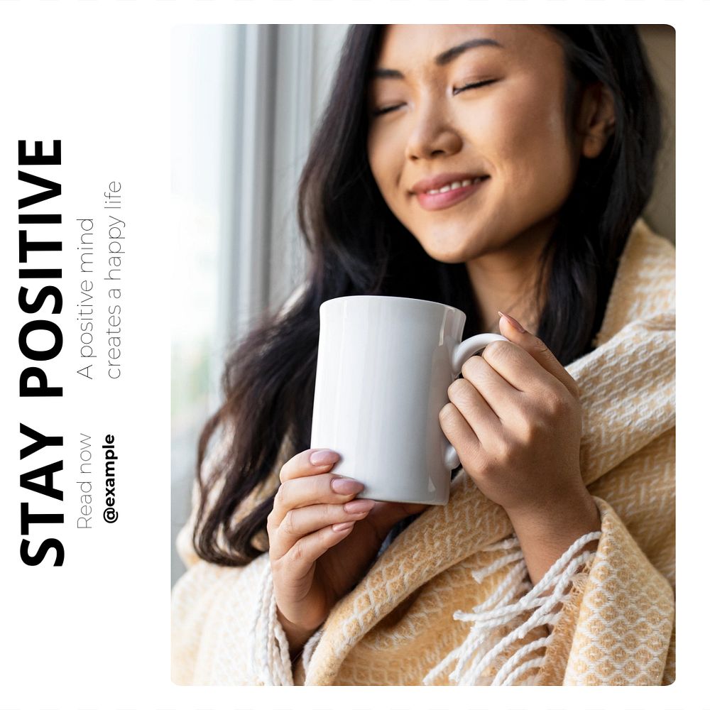 Stay positive Instagram post template, editable text