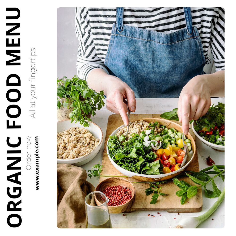 Organic food menu Instagram post template, editable text