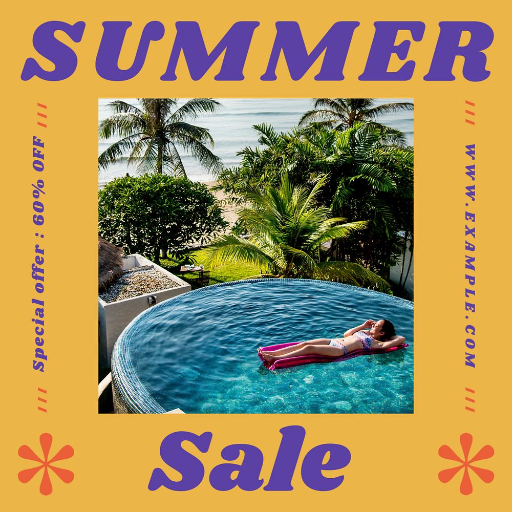 Summer sale Instagram post template, editable text