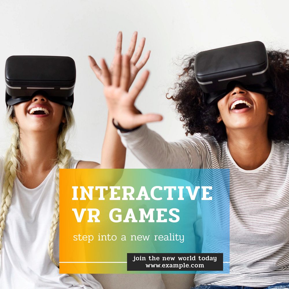 VR games Instagram post template, editable text