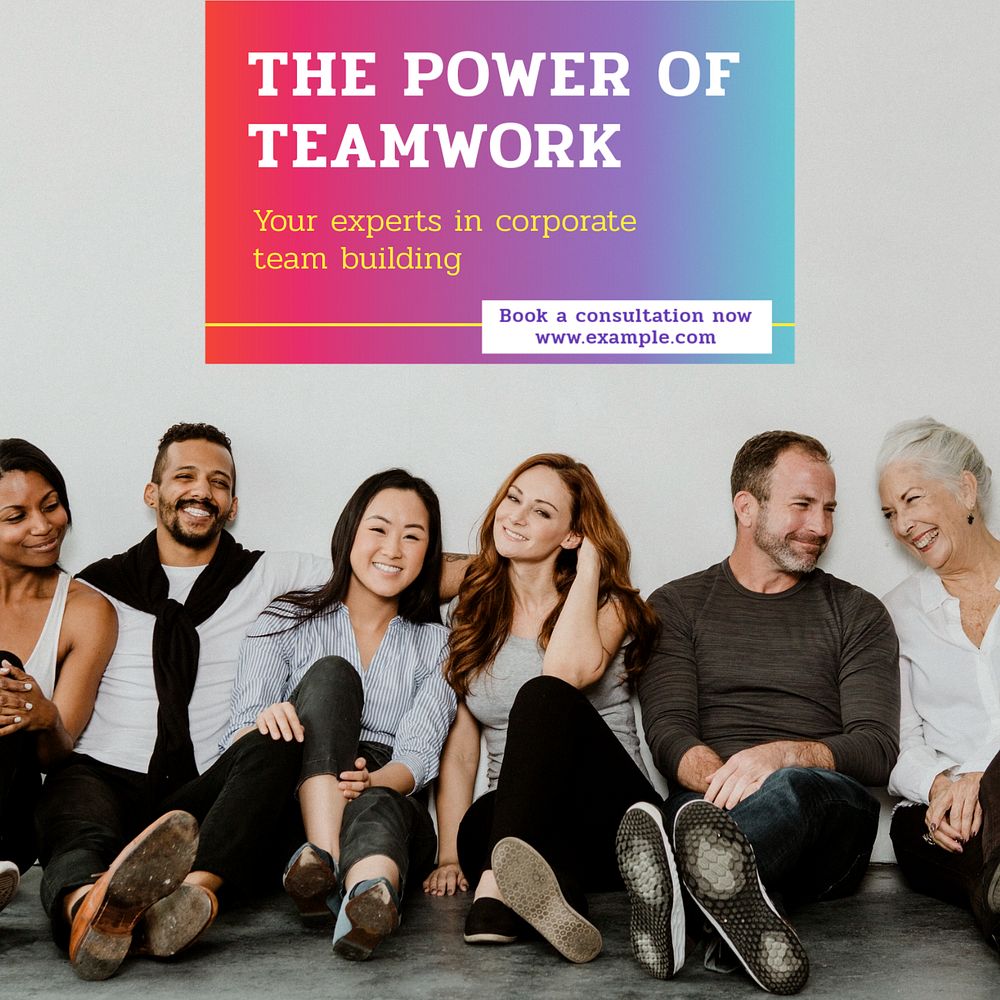 Power of teamwork Instagram post template, editable text