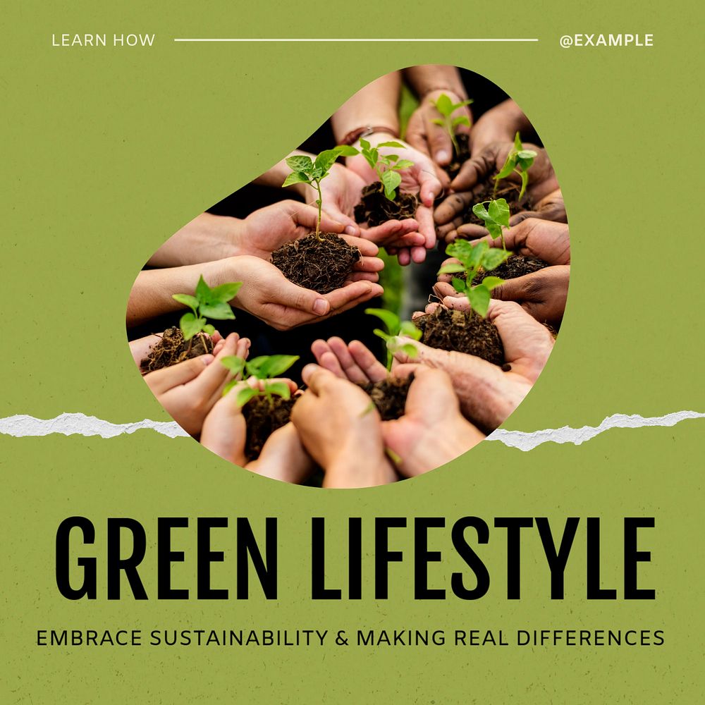 Green lifestyle Instagram post template, editable text