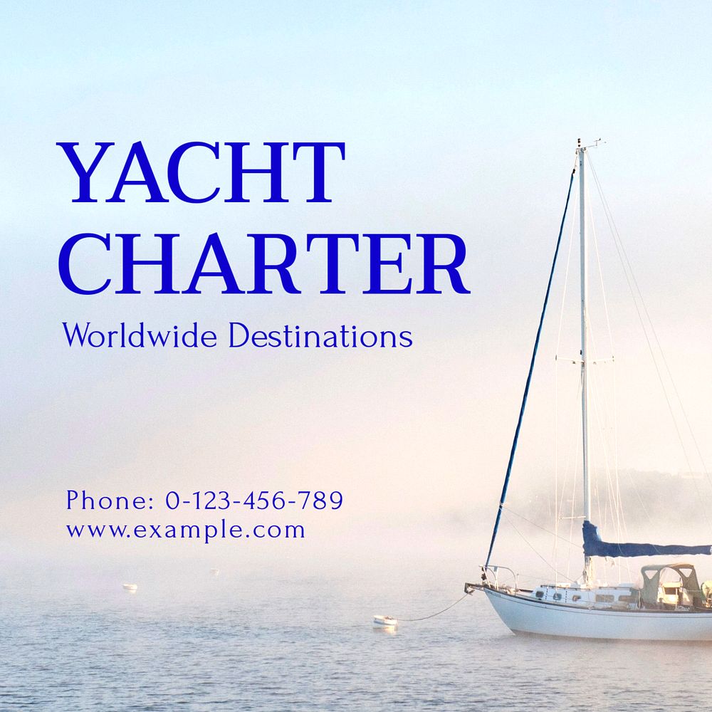 Yacht charter Instagram post template, editable text