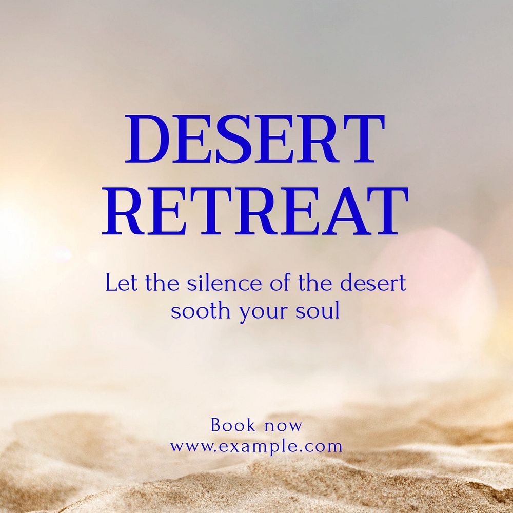 Desert retreat Instagram post template, editable text