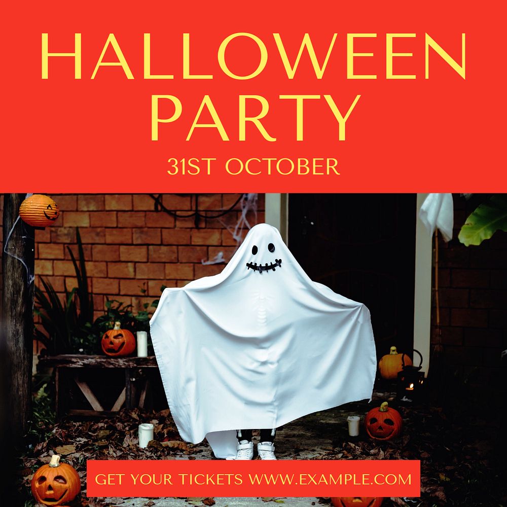 Halloween party Instagram post template, editable text