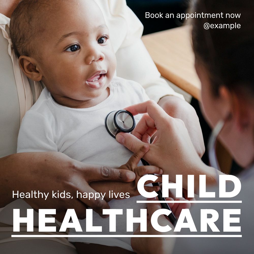 Child healthcare Instagram post template, editable text