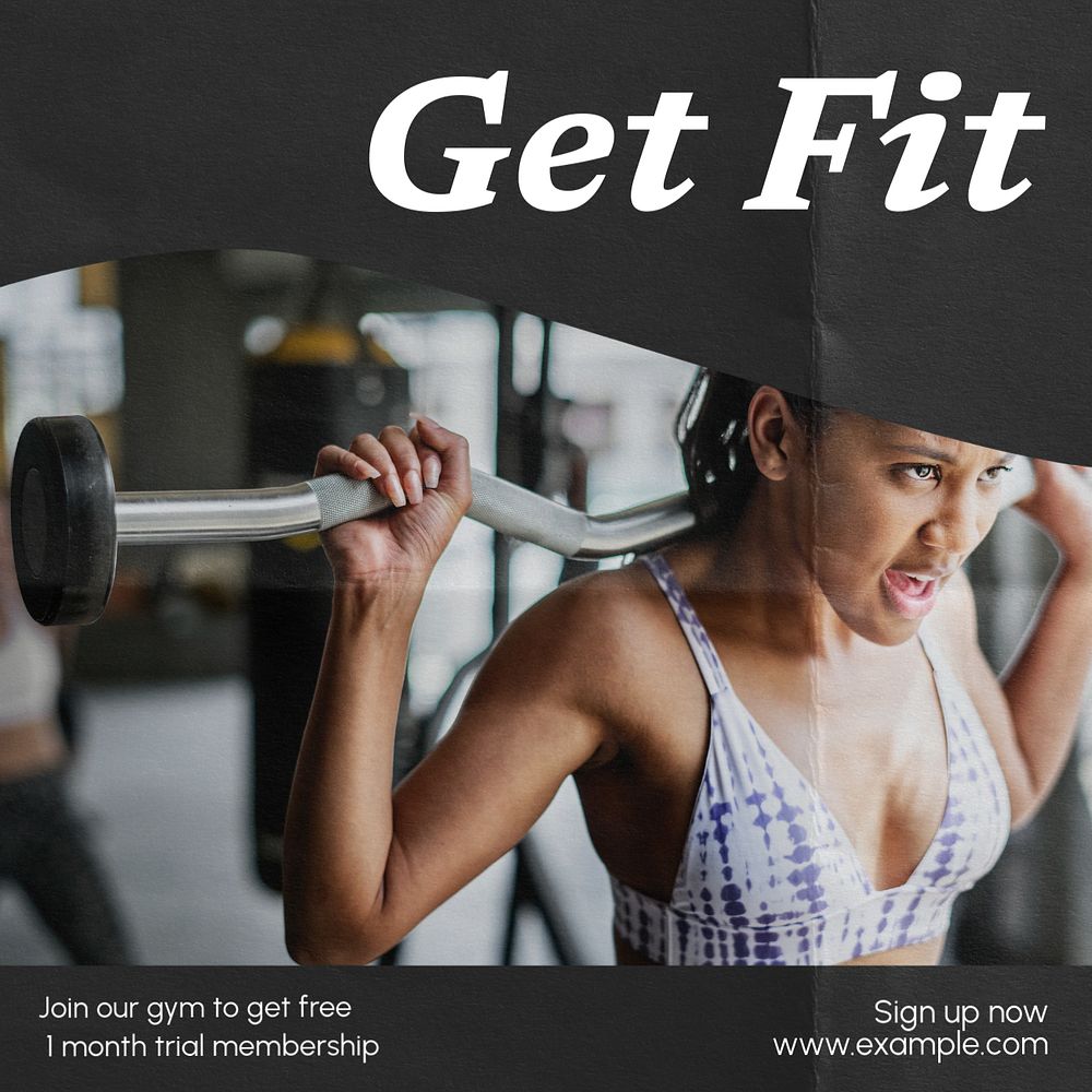 Get fit Instagram post template, editable text