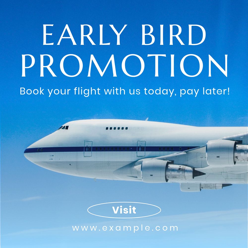 Flight promotion Instagram post template, editable text