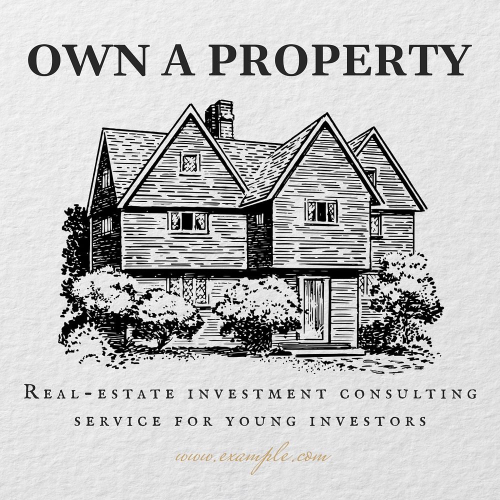 Real-estate investment Instagram post template, editable text