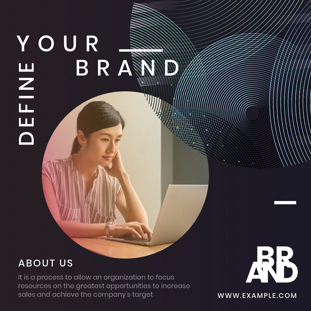 Define your brand Instagram post template, editable text