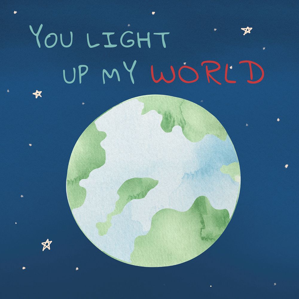 You light up my world Instagram post template, editable text