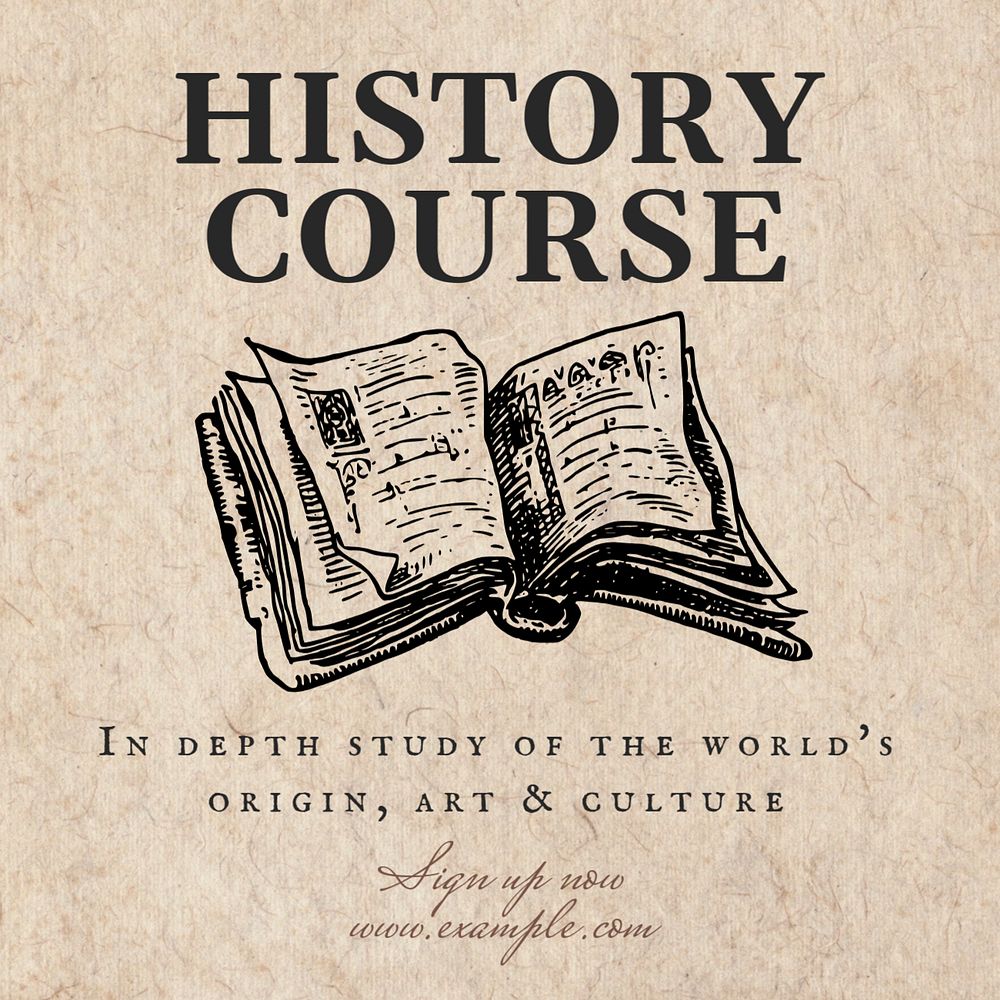 History course Instagram post template, editable text