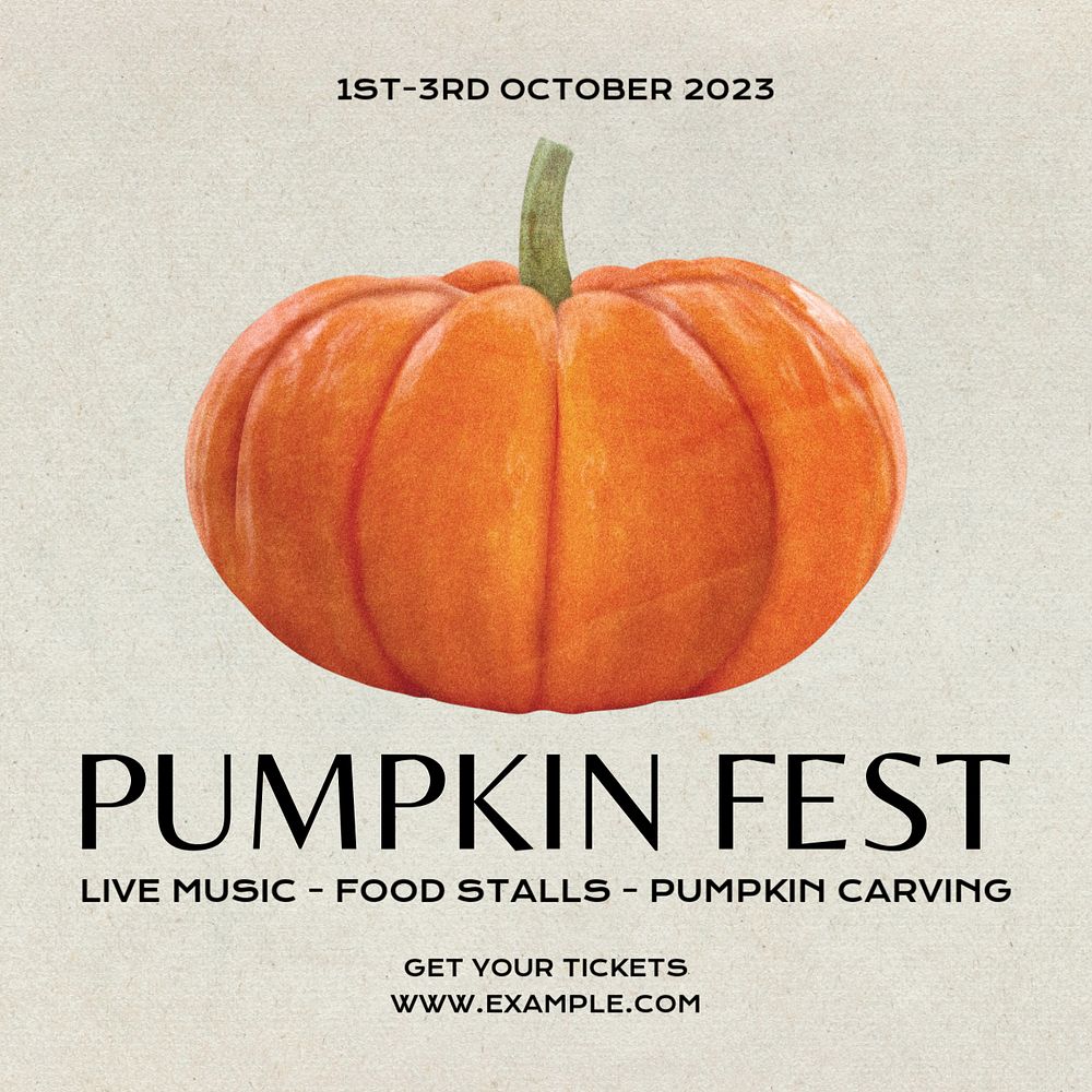 Pumpkin fest Instagram post template, editable text