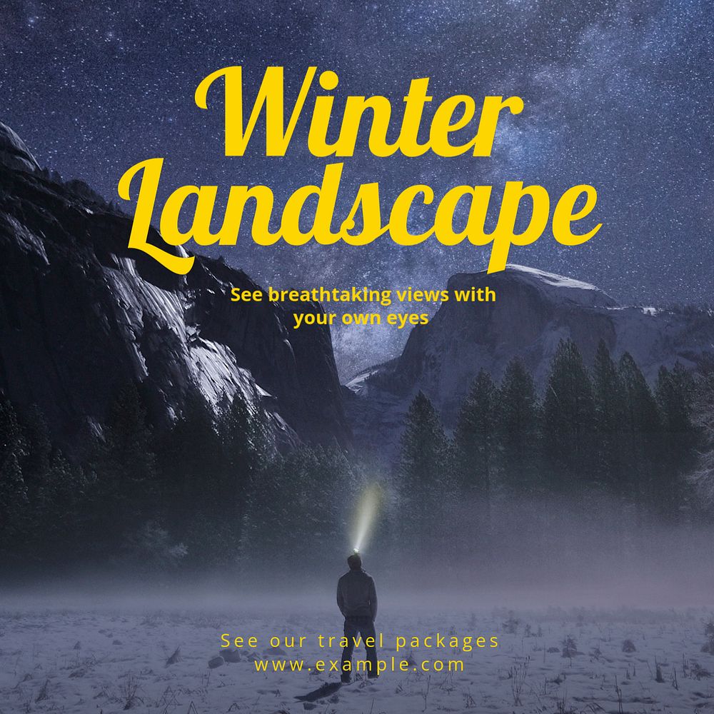 Winter travel Instagram post template, editable text