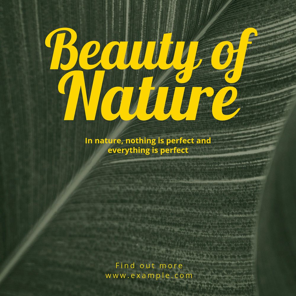 Beauty of nature Instagram post template, editable text