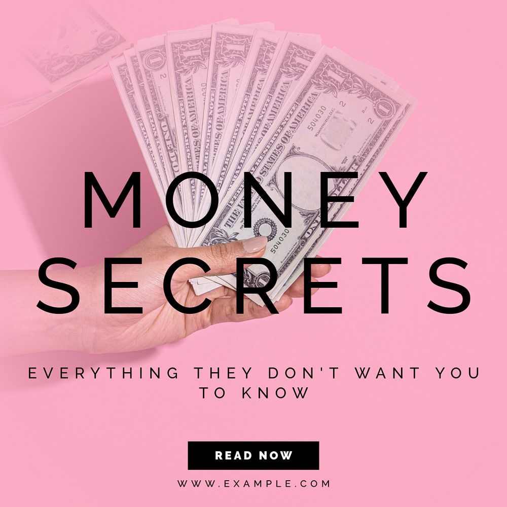 Money secrets Instagram post template, editable text