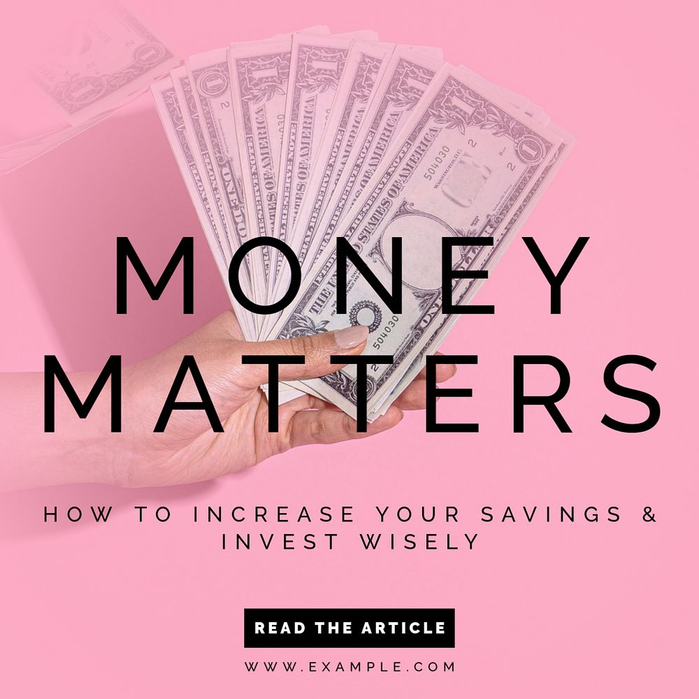 Money & investment Instagram post template, editable text